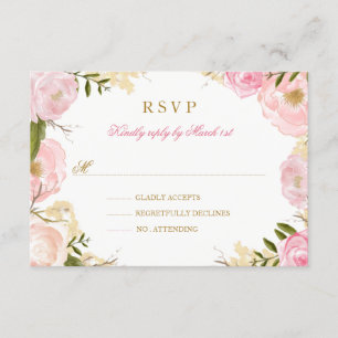 Elegant Roze Rose Quinceanera RSVP Kaartje