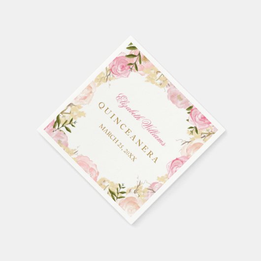 Elegant Roze Rose Quinceanera servet (Hoek)