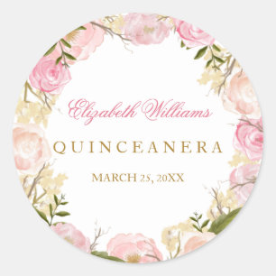 Elegant Roze Rose Quinceanera Sticker