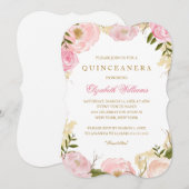 Elegant Roze Rose Quinceanera Uitnodigen Kaart (Voorkant / Achterkant)