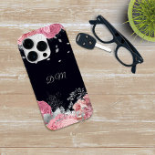 Elegant roze Rose Silver Leaf Monogram Case-Mate iPhone Case