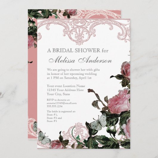 Elegant roze Rose Trellis Vrijgezellenfeest Kaart (Voorkant / Achterkant)