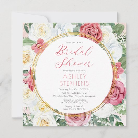 Elegant roze Rose | Vrijgezellenfeest goudLijst Kaart (Voorkant)