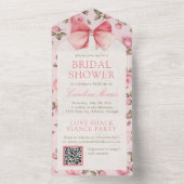 Elegant Roze Rose Vrijgezellenfeest Party All In One Uitnodiging (Binnen)