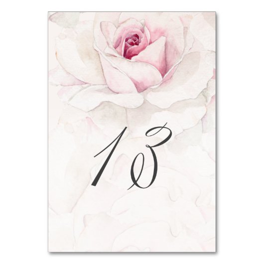 Elegant Roze Rose Waterverf Bloemen No 13 Bruiloft Kaart (Achterkant)