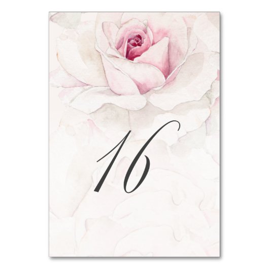 Elegant Roze Rose Waterverf Bloemen No 16 Bruiloft Kaart (Voorkant)
