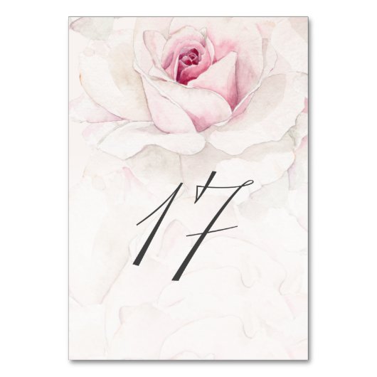 Elegant Roze Rose Waterverf Bloemen No 17 Bruiloft Kaart (Voorkant)