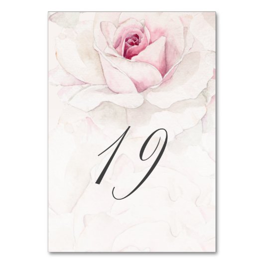 Elegant Roze Rose Waterverf Bloemen No 19 Bruiloft Kaart (Voorkant)