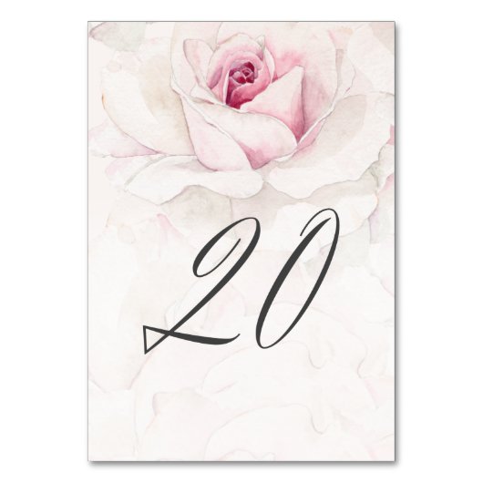 Elegant Roze Rose Waterverf Bloemen No 20 Bruiloft Kaart (Voorkant)