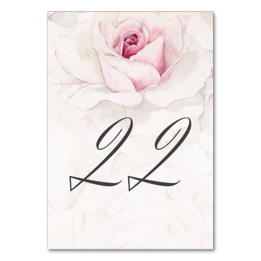 Elegant Roze Rose Waterverf Bloemen No 22 Bruiloft Kaart (Voorkant)