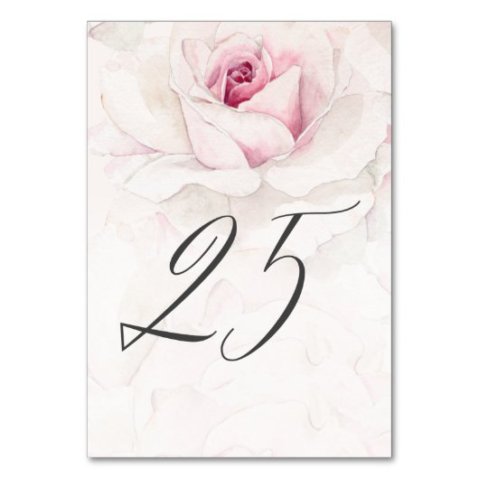 Elegant Roze Rose Waterverf Bloemen No 25 Bruiloft Kaart (Achterkant)