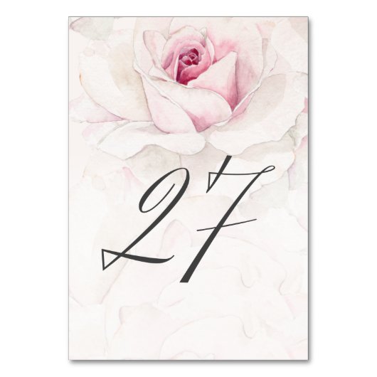 Elegant Roze Rose Waterverf Bloemen No 27 Bruiloft Kaart (Voorkant)