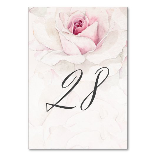 Elegant Roze Rose Waterverf Bloemen No 28 Bruiloft Kaart (Voorkant)