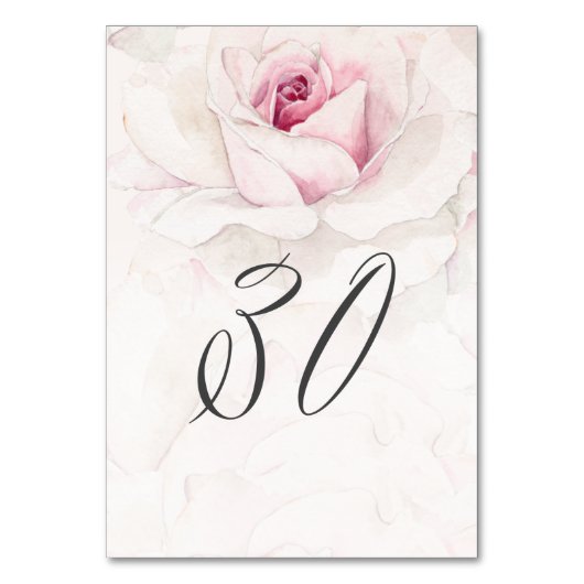 Elegant Roze Rose Waterverf Bloemen No 30 Bruiloft Kaart (Voorkant)