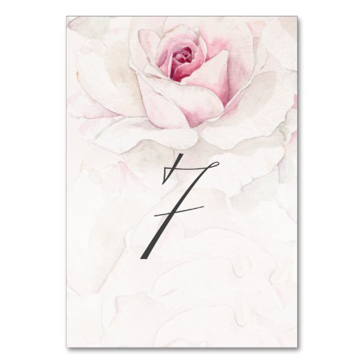 Elegant Roze Rose Waterverf Bloemen No 7 Bruiloft Kaart (Achterkant)