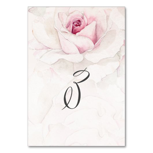 Elegant Roze Rose Waterverf Floral No 3 Bruiloft Kaart (Voorkant)