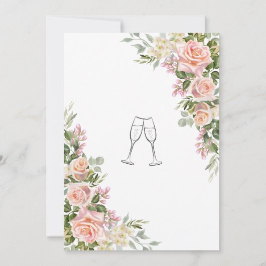 Elegant Roze Rose Waterverf Floral Vrijgezellenfee Kaart (Achterkant)