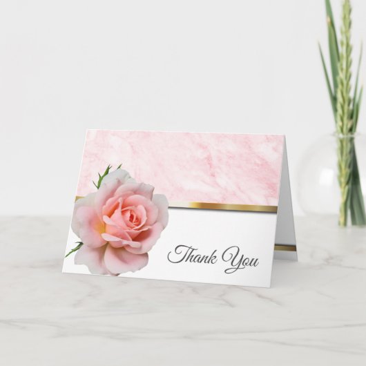 Elegant roze Rose Wedding Bedankkaart (Voorkant)