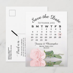 Elegant roze Rose Wedding Calendar Save the Date Aankondigingskaart