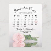 Elegant roze Rose Wedding Calendar Save the Date Aankondigingskaart (Voorkant)