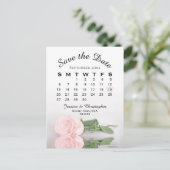 Elegant roze Rose Wedding Calendar Save the Date Aankondigingskaart (Staand voorkant)