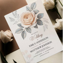 Elegant roze Rose Wedding Invitation