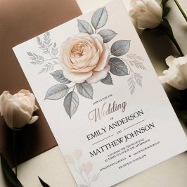 Elegant roze Rose Wedding Invitation Kaart