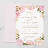 Elegant roze Rose Wedding Invitation Kaart (Voorkant / Achterkant)