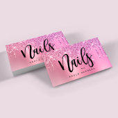 Elegant roze roségoud glitter druppelt nagels visitekaartje