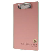 Elegant Roze Roségoud Monogram Klembord (Links)