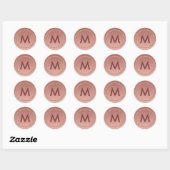 Elegant Roze Roségoud Monogram Ronde Sticker (Vel)