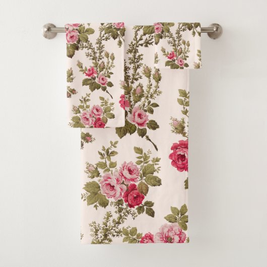 Elegant  Roze Roses-Buff Achtergrond Bad Handdoek (Insitu)