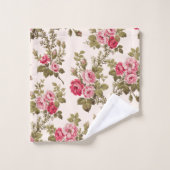 Elegant  Roze Roses-Buff Achtergrond Bad Handdoek (Wasdoekje)