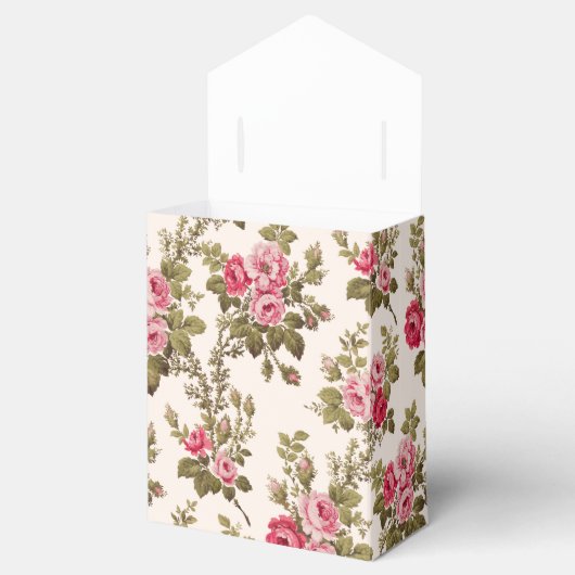 Elegant Roze Roses-Buff Achtergrond Bedankdoosjes (Geopend)