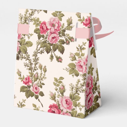 Elegant Roze Roses-Buff Achtergrond Bedankdoosjes (Achterkant)