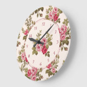 Elegant Roze Roses-Buff Achtergrond Grote Klok (Hoek)