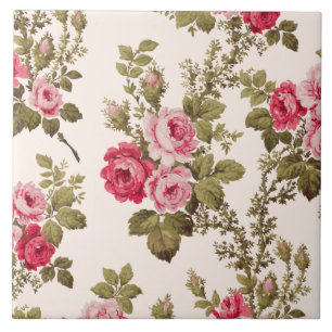 Elegant Roze Roses-Buff Achtergrond Tegeltje