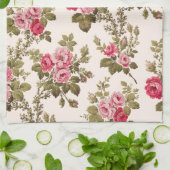 Elegant  Roze Roses-Buff Achtergrond Theedoek (Gevouwen)