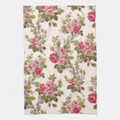 Elegant  Roze Roses-Buff Achtergrond Theedoek (Verticaal)