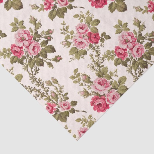 Elegant  Roze Roses-Buff Achtergrond Tissuepapier (Detail)