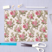 Elegant  Roze Roses-Buff Achtergrond Tissuepapier (Craft)