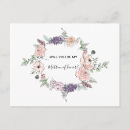 Elegant roze Roses Floral Modern Matron of Honor Uitnodiging Briefkaart