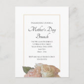Elegant roze Roses Floral Moederdag Brunch Feestdagenkaart (Voorkant)