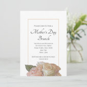 Elegant roze Roses Floral Moederdag Brunch Kaart (Staand voorkant)
