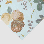 Elegant Roze Roses Floral op lichtblauw Tissuepapier (Detail)