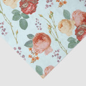 Elegant Roze Roses Floral op lichtblauw Tissuepapier (Detail)
