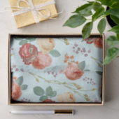 Elegant Roze Roses Floral op lichtblauw Tissuepapier (Geschenk)