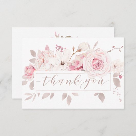 Elegant roze Roses Floral Weddenschap Hartelijk da Bedankkaart (Voorkant / Achterkant)