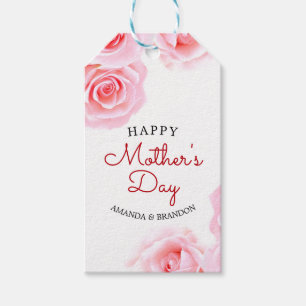 Elegant roze Roses Moederdag Cadeaulabel