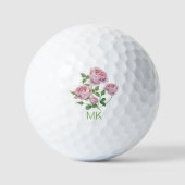 Elegant roze Roses Monogrammed Dames Golfballen (Voorkant)